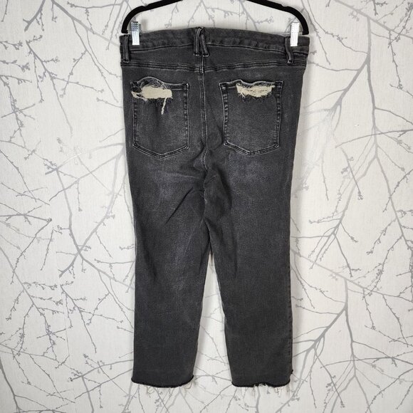 Good American Gray Wash Good Petite Straight Leg Jeans - Picture 3 of 9